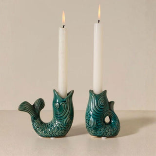 Pair of Dark Green Fish Candlesticks in Homewares from Oriana B www.orianab.com