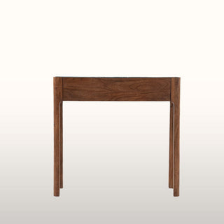 Petite Curved Wood Console Table | Green Marble in Furniture from Oriana B www.orianab.com