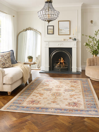 Quartz Ivory/Blue | Wool Flatweave Rug in Homewares from Oriana B www.orianab.com