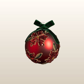Red Glass Christmas Tree Decoration with Green Bow in Christmas from Oriana B www.orianab.com