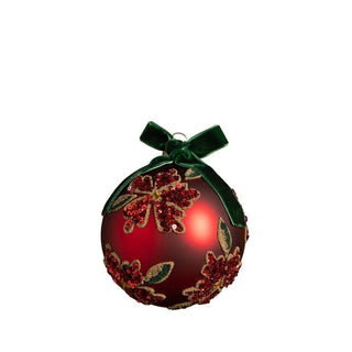 Red Glass Christmas Tree Decoration with Green Bow in Christmas from Oriana B www.orianab.com
