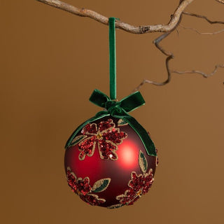 Red Glass Christmas Tree Decoration with Green Bow in Christmas from Oriana B www.orianab.com