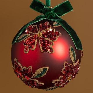 Red Glass Christmas Tree Decoration with Green Bow in Christmas from Oriana B www.orianab.com