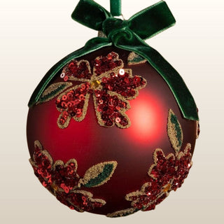 Red Glass Christmas Tree Decoration with Green Bow in Christmas from Oriana B www.orianab.com