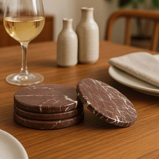 Red Marble Coasters | Set of 4 in Homewares from Oriana B www.orianab.com