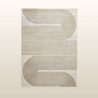 Retro Swirl Rug | Gold & Grey | 2 Sizes in Homewares from Oriana B www.orianab.com