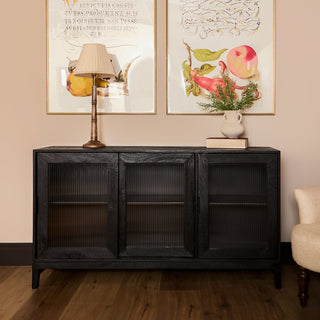 Ribbed Glass Sideboard | Black in Furniture from Oriana B www.orianab.com