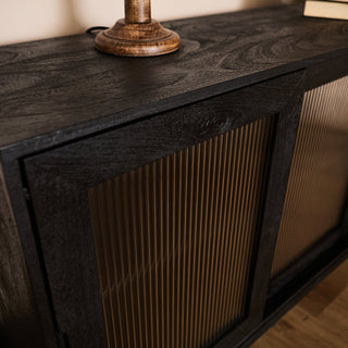 Ribbed Glass Sideboard | Black in Furniture from Oriana B www.orianab.com