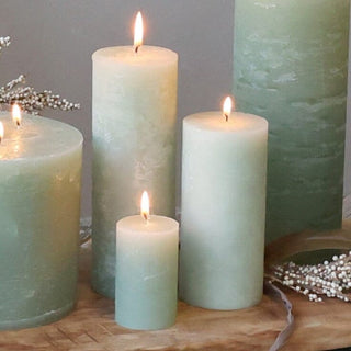 Rustic Pillar Candle Green in Candles & Holders from Oriana B. www.orianab.com