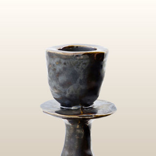 Short Black Ceramic Candle Holder in Homewares from Oriana B www.orianab.com