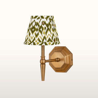 Single Brass Wall Light | Green Pleated Shade in Lighting from Oriana B www.orianab.com