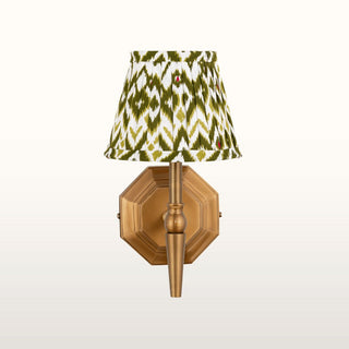 Single Brass Wall Light | Green Pleated Shade in Lighting from Oriana B www.orianab.com