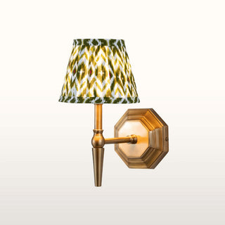 Single Brass Wall Light | Green Pleated Shade in Lighting from Oriana B www.orianab.com