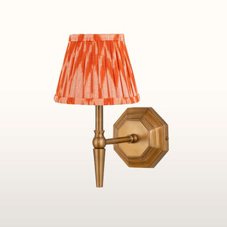 Single Brass Wall Light | Orange Pleated Shade in Lighting from Oriana B www.orianab.com