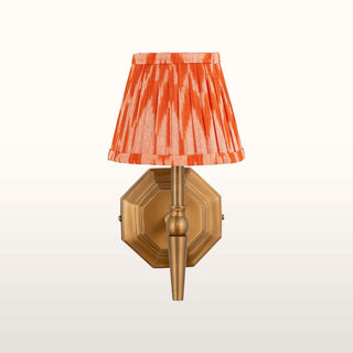 Single Brass Wall Light | Orange Pleated Shade in Lighting from Oriana B www.orianab.com