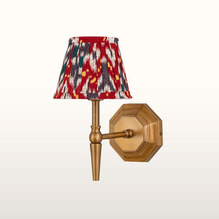 Single Brass Wall Light | Red & Blue Pleated Shade in Lighting from Oriana B www.orianab.com