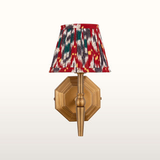 Single Brass Wall Light | Red & Blue Pleated Shade in Lighting from Oriana B www.orianab.com