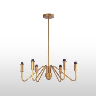 Six Arm Brass Chandelier | White Shades in Lighting from Oriana B www.orianab.com