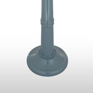 Small Blue Enamel Table Lamp | Blue & Grey Pleated Lampshade in Lighting from Oriana B www.orianab.com