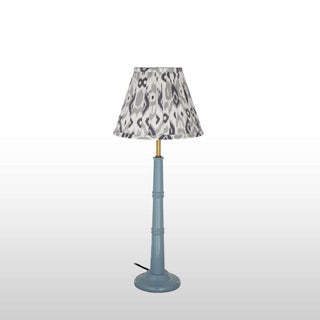 Small Blue Enamel Table Lamp | Blue & Grey Pleated Lampshade in Lighting from Oriana B www.orianab.com