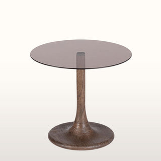 Smoked Glass & Wood Side Table in Tables from Oriana B. www.orianab.com