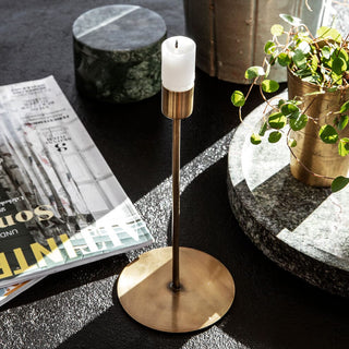Tall Antique Brass Minimalist Candlestick in Homewares from Oriana B www.orianab.com