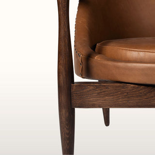 Tan Leather Wood Framed Armchair in Furniture from Oriana B www.orianab.com