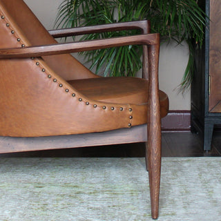 Tan Leather Wood Framed Armchair in Furniture from Oriana B www.orianab.com