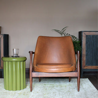 Tan Leather Wood Framed Armchair in Furniture from Oriana B www.orianab.com