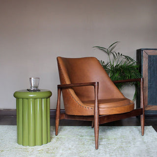 Tan Leather Wood Framed Armchair in Furniture from Oriana B www.orianab.com