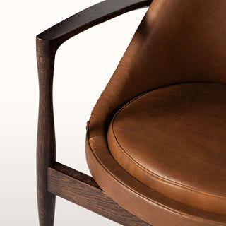 Tan Leather Wood Framed Armchair in Furniture from Oriana B www.orianab.com