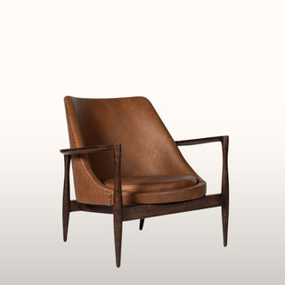 Tan Leather Wood Framed Armchair in Furniture from Oriana B www.orianab.com