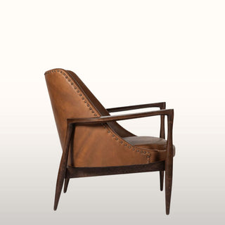 Tan Leather Wood Framed Armchair in Furniture from Oriana B www.orianab.com