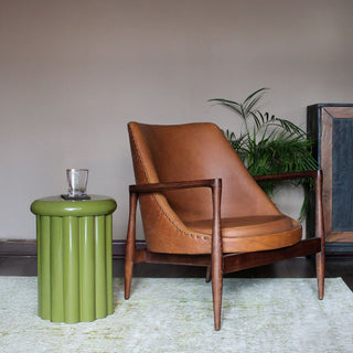 Tan Leather Wood Framed Armchair in Furniture from Oriana B. www.orianab.com