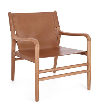 Teak Leather Lounge Chair | Cognac in Furniture from Oriana B www.orianab.com