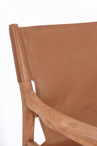 Teak Leather Lounge Chair | Cognac in Furniture from Oriana B www.orianab.com