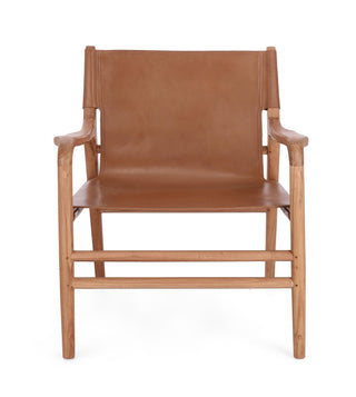 Teak Leather Lounge Chair | Cognac in Furniture from Oriana B www.orianab.com