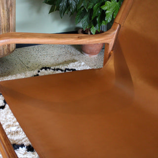 Teak Leather Lounge Chair | Cognac in Furniture from Oriana B www.orianab.com