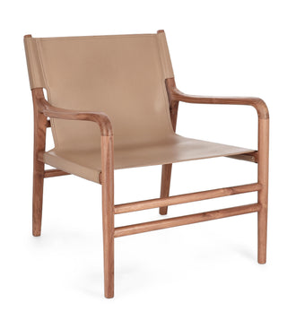 Teak Leather Lounge Chair | Taupe in Furniture from Oriana B www.orianab.com