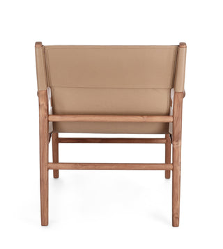 Teak Leather Lounge Chair | Taupe in Furniture from Oriana B www.orianab.com