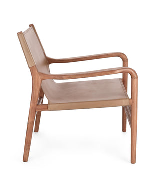Teak Leather Lounge Chair | Taupe in Furniture from Oriana B www.orianab.com