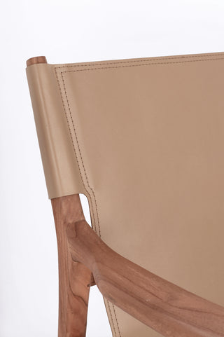 Teak Leather Lounge Chair | Taupe in Furniture from Oriana B www.orianab.com