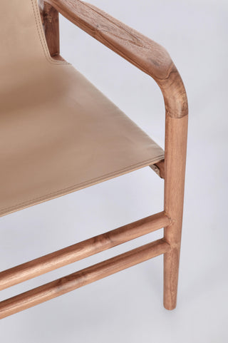 Teak Leather Lounge Chair | Taupe in Furniture from Oriana B www.orianab.com