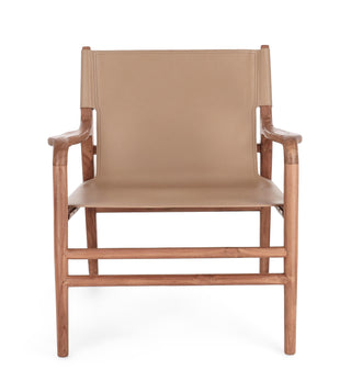 Teak Leather Lounge Chair | Taupe in Furniture from Oriana B www.orianab.com