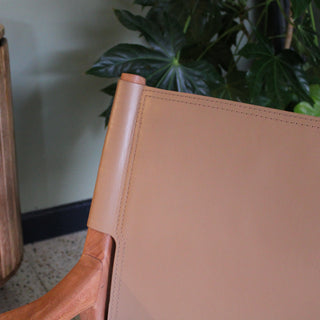 Teak Leather Lounge Chair | Taupe in Furniture from Oriana B www.orianab.com