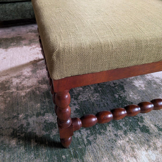 Tetbury Ottoman | Green Linen in Furniture from Oriana B www.orianab.com