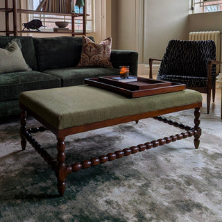 Tetbury Ottoman | Green Linen in Furniture from Oriana B www.orianab.com