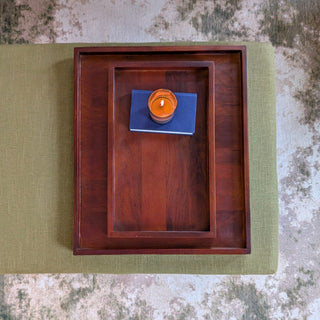 Tetbury Ottoman | Green Linen in Furniture from Oriana B www.orianab.com