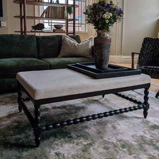 Tetbury Ottoman | White Linen in Furniture from Oriana B www.orianab.com