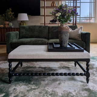 Tetbury Ottoman | White Linen in Furniture from Oriana B www.orianab.com